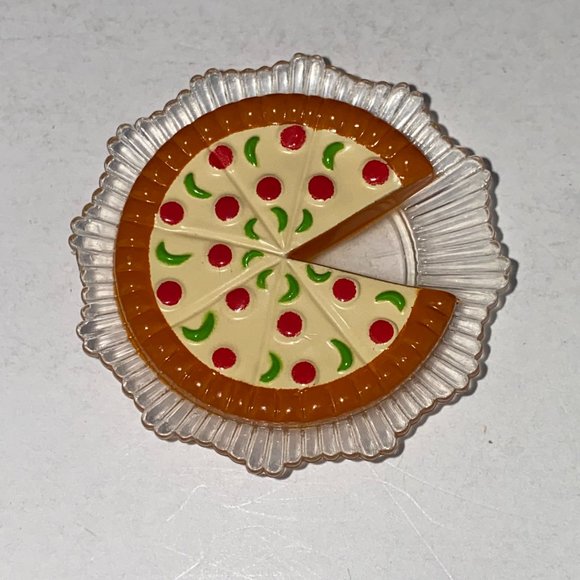 Barbie Pretend Play Food Pizza or Pie on Clear Dish Kids Accessory Playset Toy - Picture 1 of 5